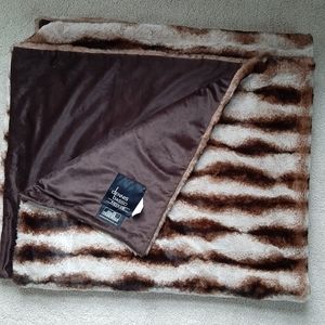 DELETING 6/25 Dennis Basso Oversized Faux Brown Chinchilla Throw 55x68